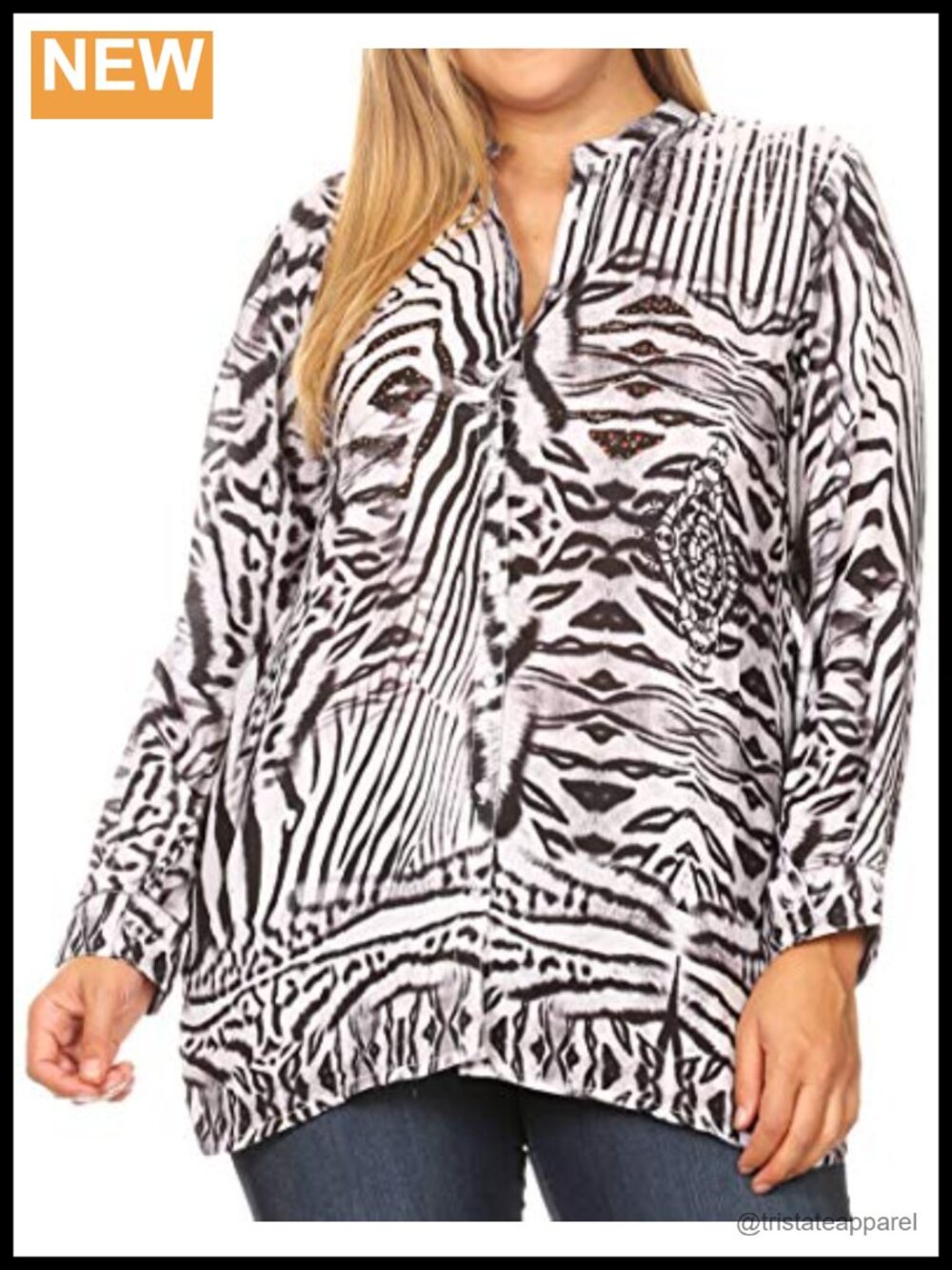 Loose Fit Floral Print Long Sleeve Button Down Tunic Blouse